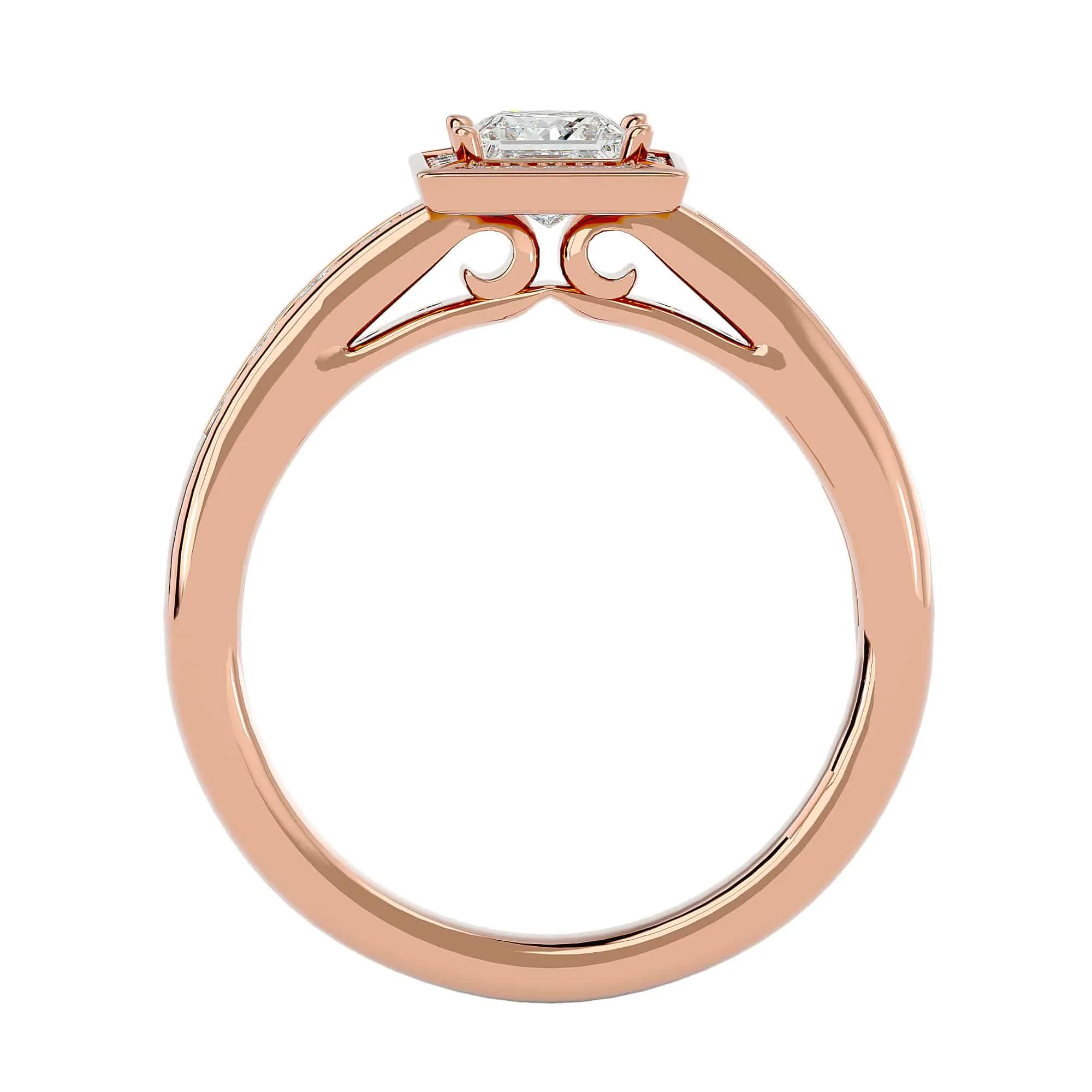 0.71ct Classic Princess Cut Square Halo Engagement Ring
