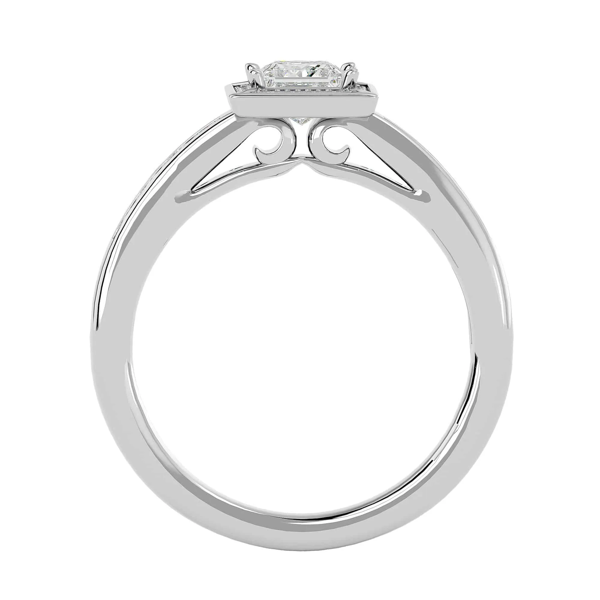 0.71ct Classic Princess Cut Square Halo Engagement Ring