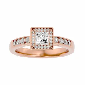0.71ct Classic Princess Cut Square Halo Engagement Ring