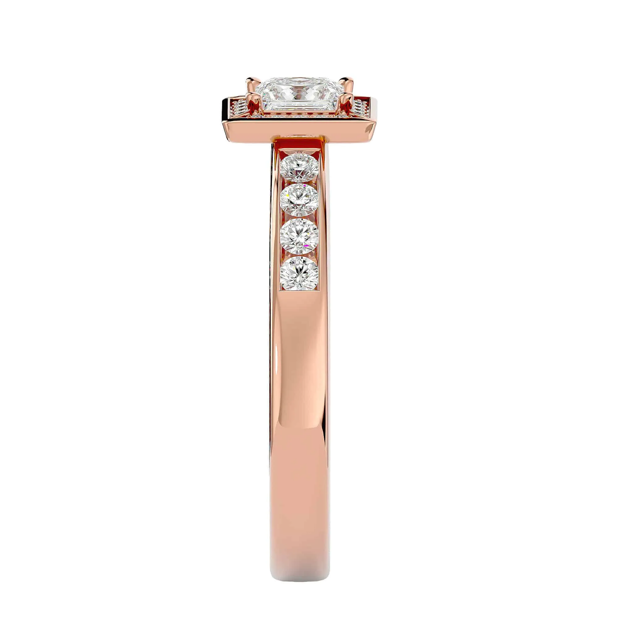 0.71ct Classic Princess Cut Square Halo Engagement Ring