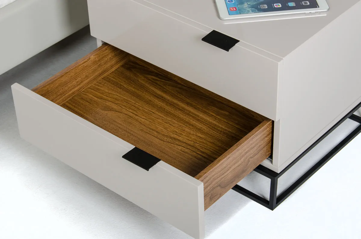 16' Grey Mdf And Metal Nightstand By Homeroots