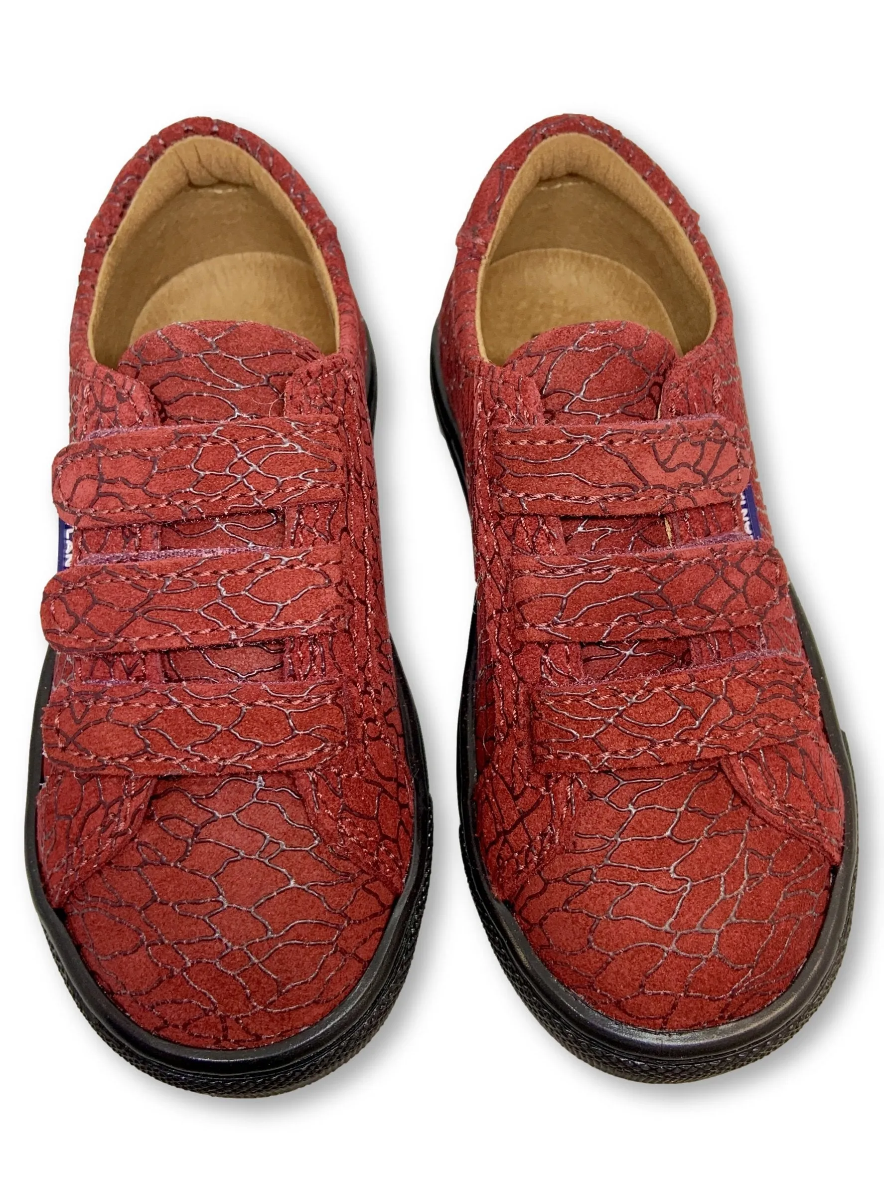 Atlanta Mocassin Red Textured Velcro Sneaker