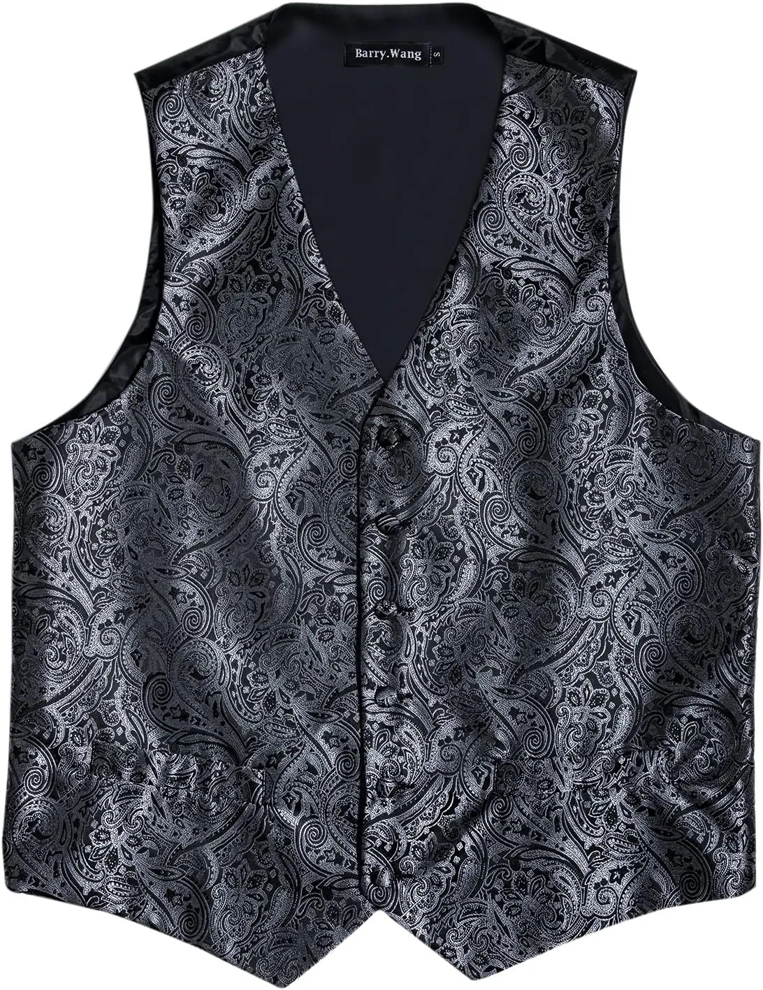 Barry.Wang Mens Suit Vest Paisley/Flower Silk Jacquard Waistcoat Ties Set Formal/Leisure 5PCS