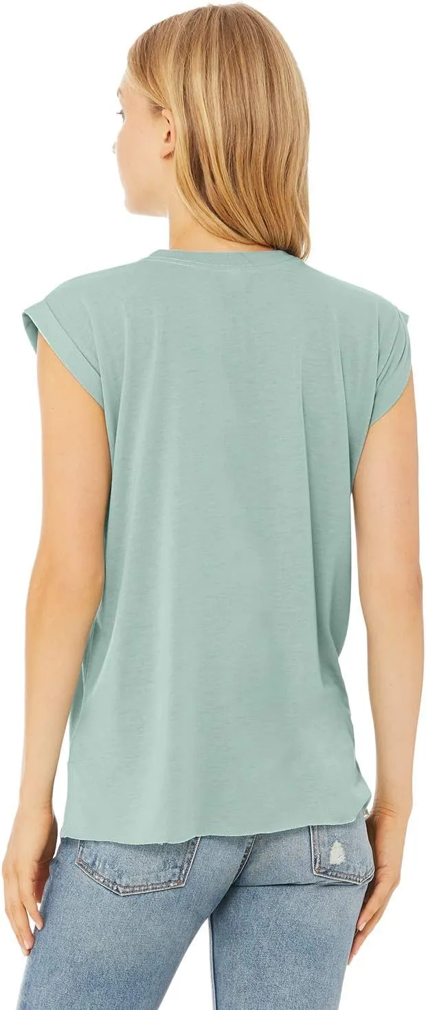 Bella   Canvas Women's Flowy Muscle Tee with Rolled Cuff