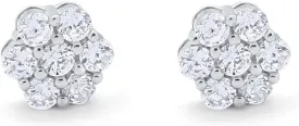 Blue Apple Co. 8mm Cluster Earrings 7-Stone Round Cubic Zirconia 925 Sterling Silver Screwback Flower Stud Earring