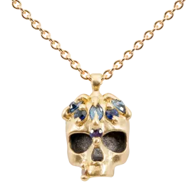 Blue Enchanted City Skull Necklace - Made to Order