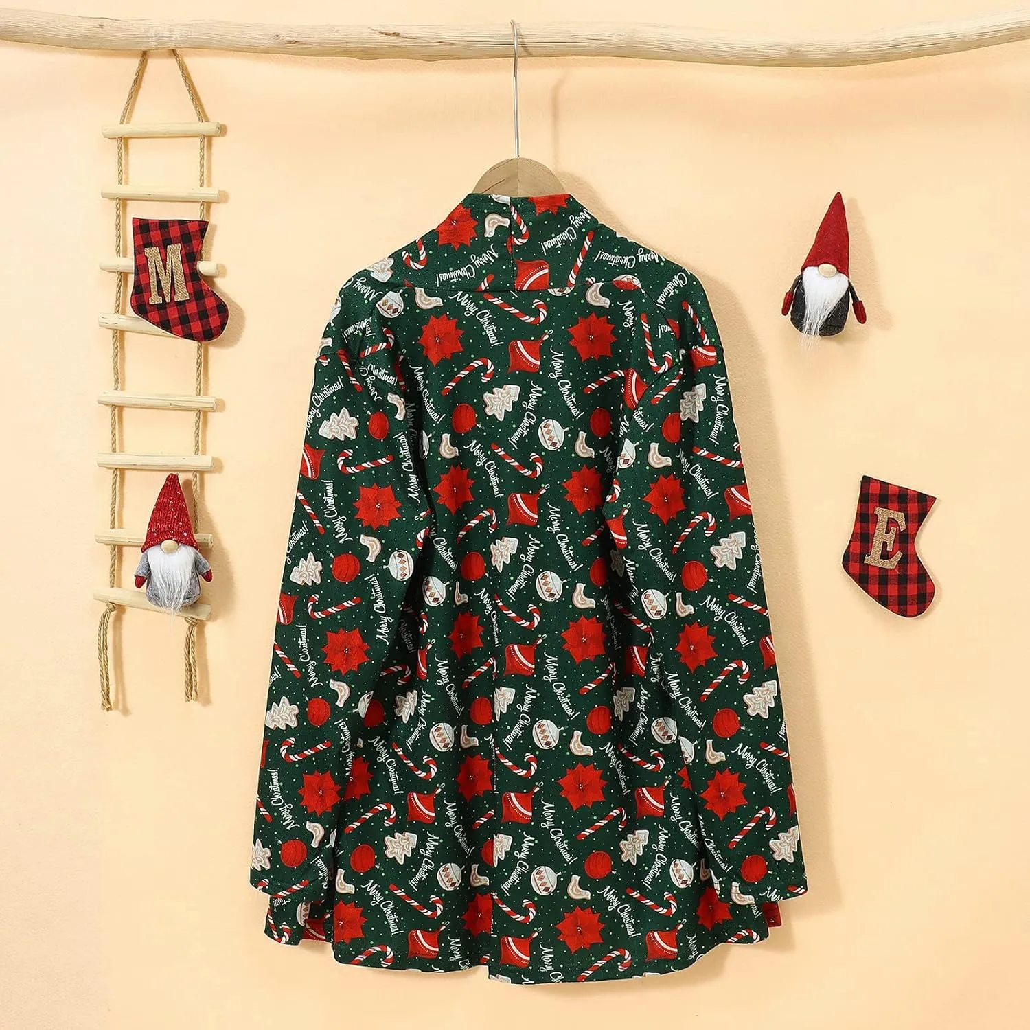 BOUTIKOME Christmas Cardigan for Women Ugly Xmas Tree Sweater Long Sleeve Shirt Front Open Front Plus Size Holiday Tops