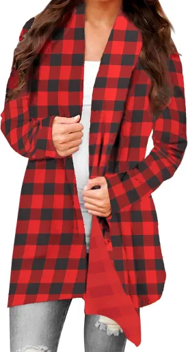 BOUTIKOME Christmas Cardigan for Women Ugly Xmas Tree Sweater Long Sleeve Shirt Front Open Front Plus Size Holiday Tops