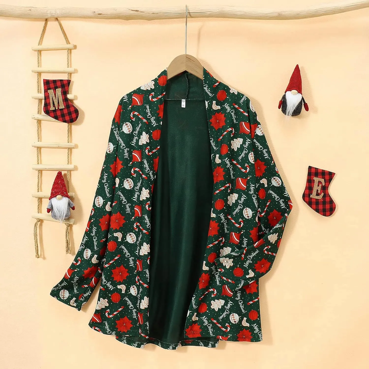BOUTIKOME Christmas Cardigan for Women Ugly Xmas Tree Sweater Long Sleeve Shirt Front Open Front Plus Size Holiday Tops