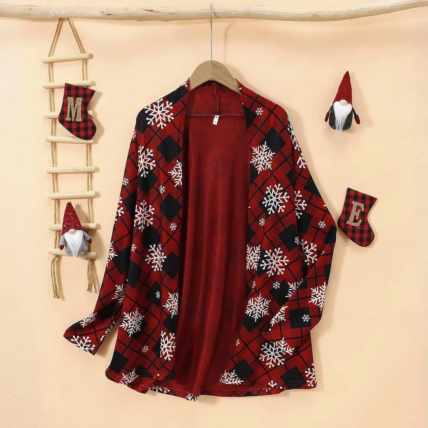 BOUTIKOME Christmas Cardigan for Women Ugly Xmas Tree Sweater Long Sleeve Shirt Front Open Front Plus Size Holiday Tops
