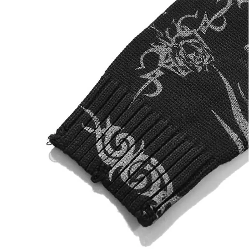 Classic Skull-print Loose Polyester Sweater