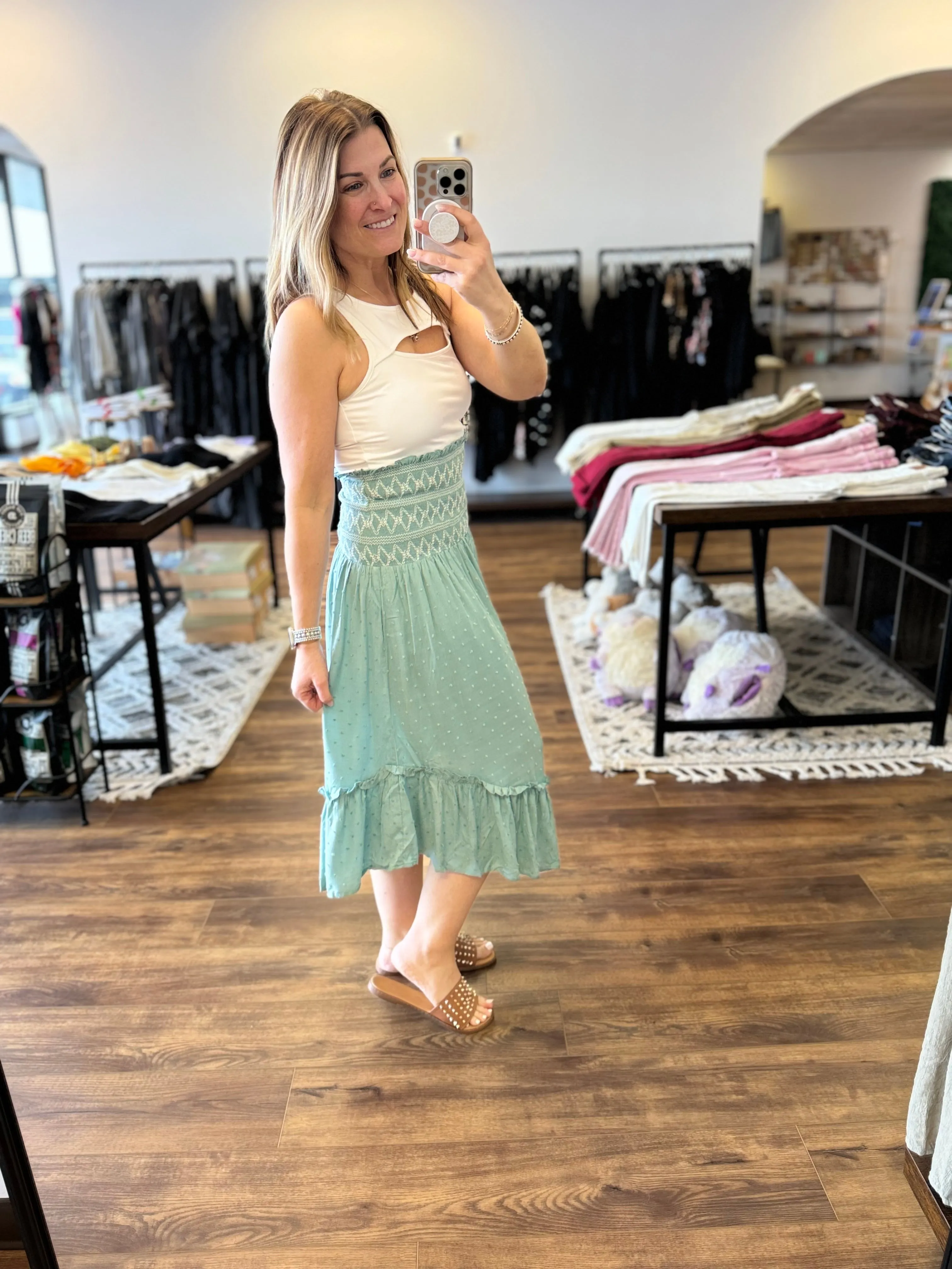 Convertible Smocked Mini Dress or Maxi Skirt