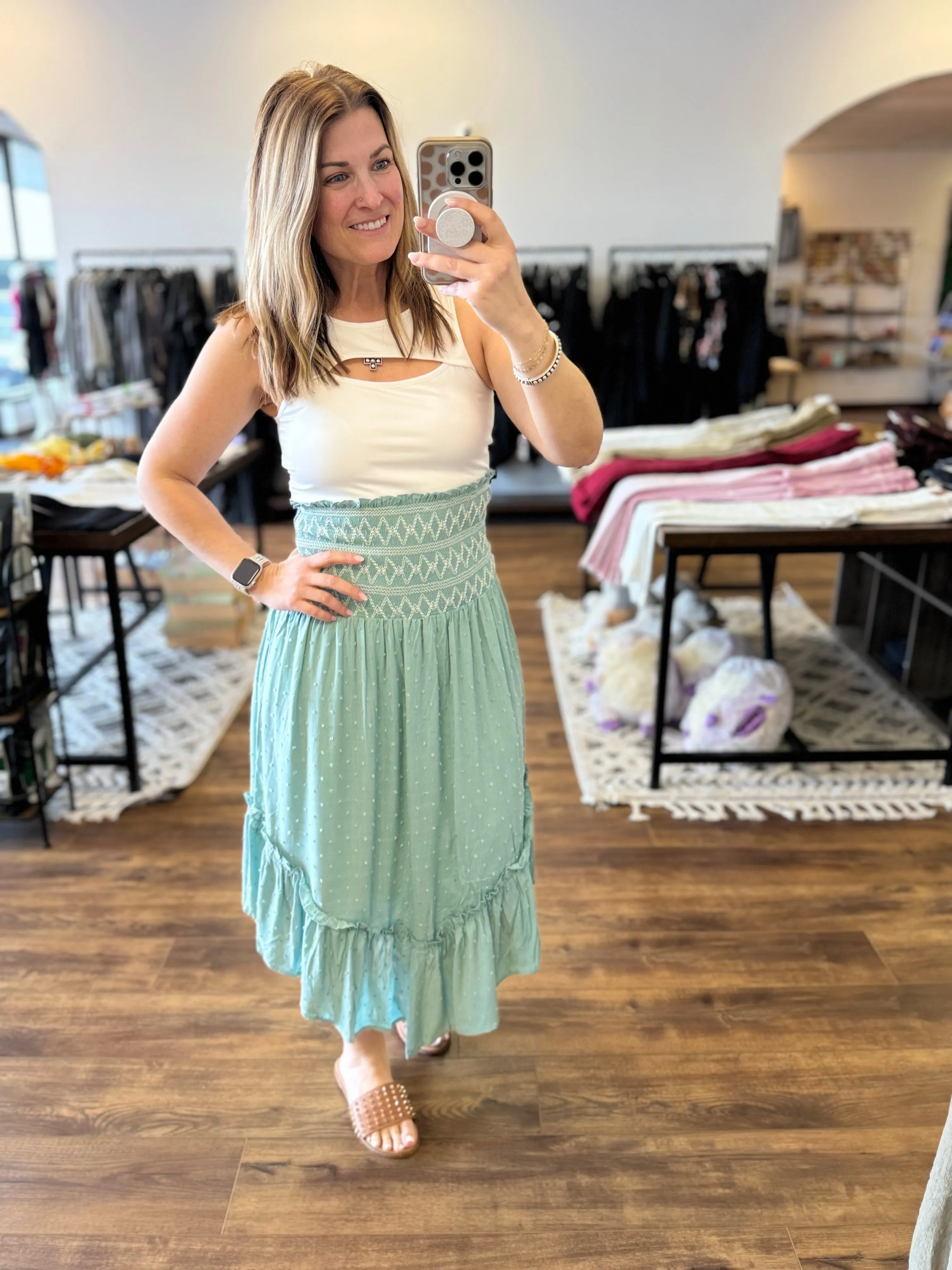 Convertible Smocked Mini Dress or Maxi Skirt