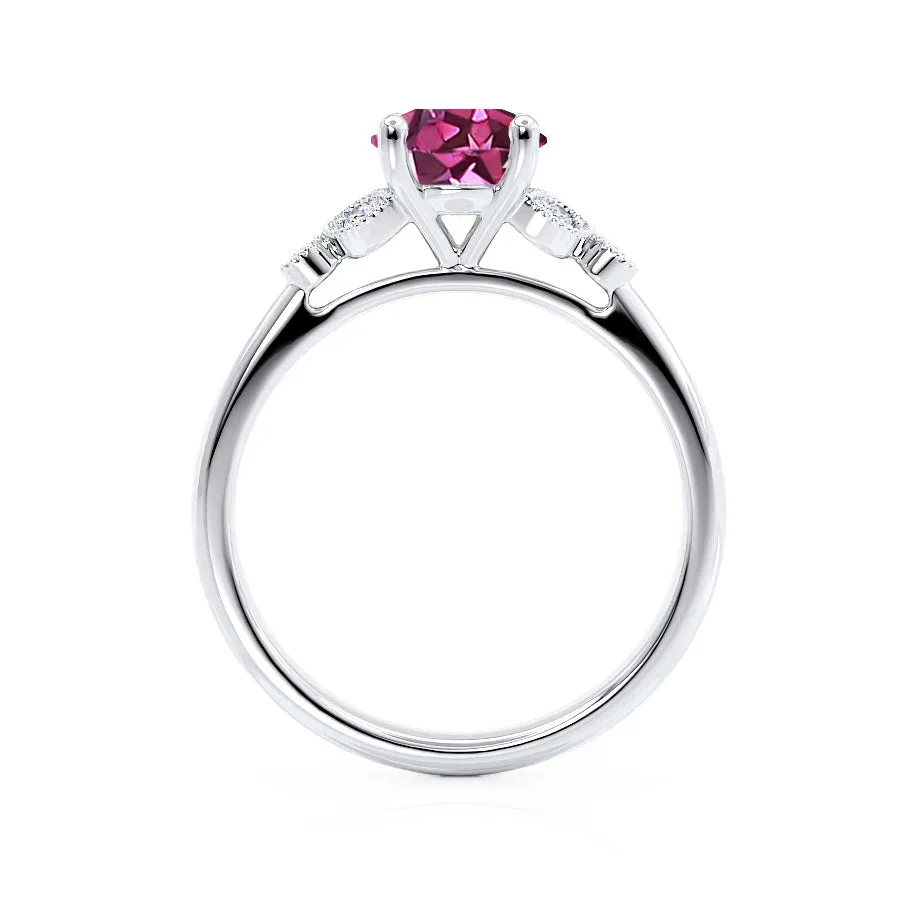 DELILAH - Chatham® Round Pink Sapphire 950 Platinum Shoulder Set Ring