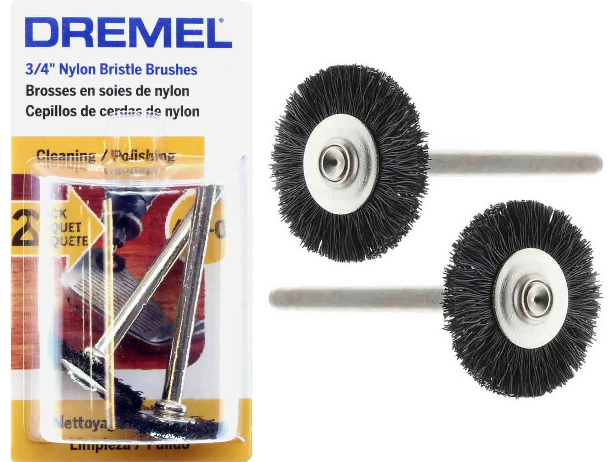 Dremel 403-02 Nylon Bristle 3/4 inch WHEEL Brush - 2pc