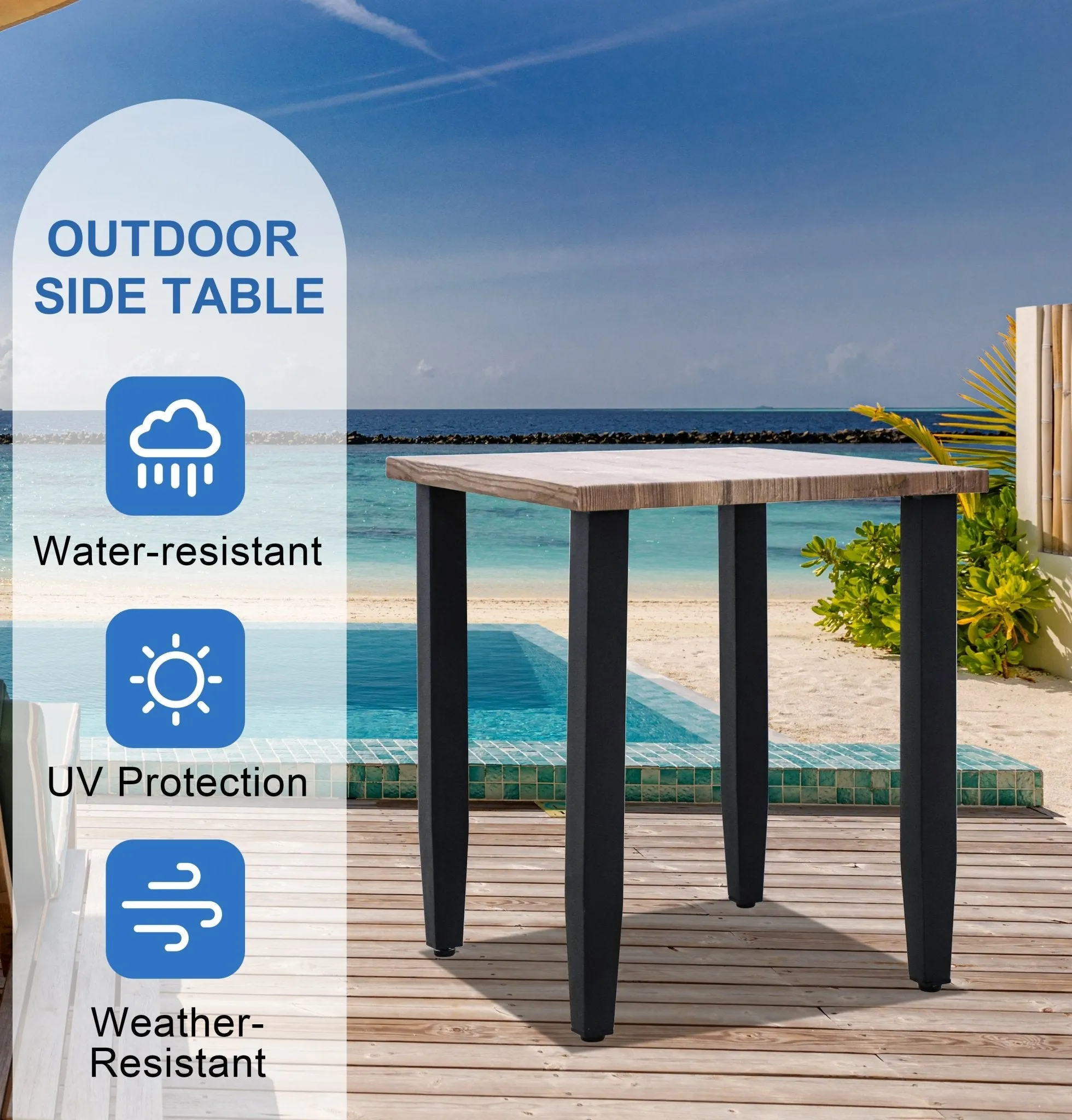 EAGLE PEAK Outdoor Side Table, Wood Grain Top