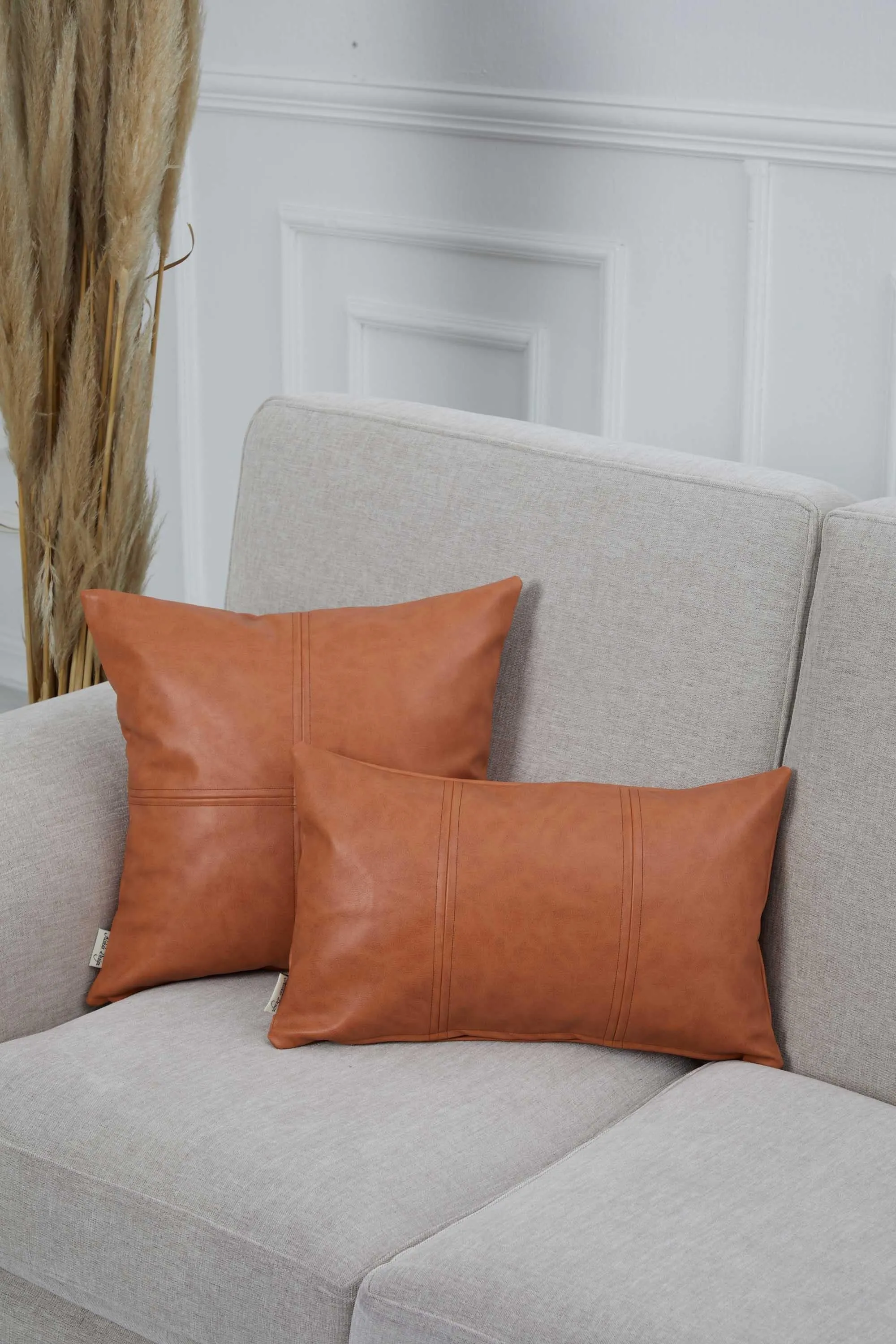 Faux Leather 18x18 Inches Throw Pillow Cover, Shiny Pillow Cover with Modern Design, Beautiful Solid Throw Pillow Cover for Couch,K-142