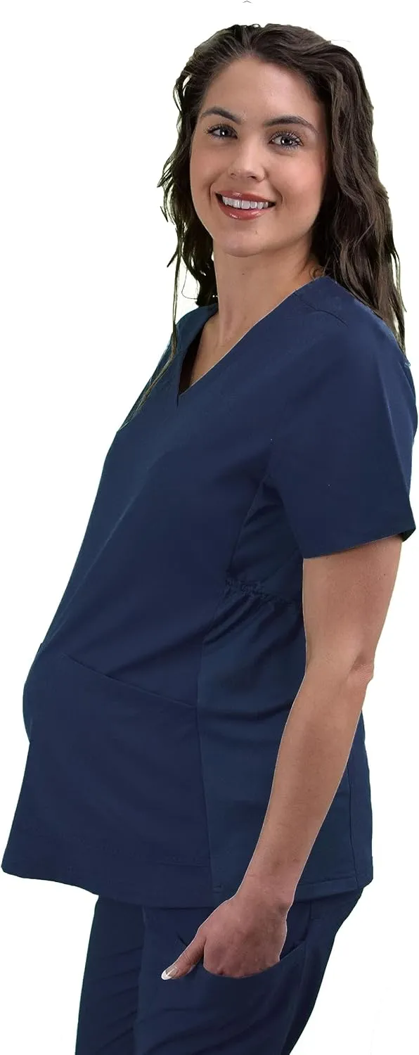 Green Town Scrubs for Women - Maternity V-Neck Scrub Top, 2 Pockets, Lightweight, Stretch Fabric, Easy Care