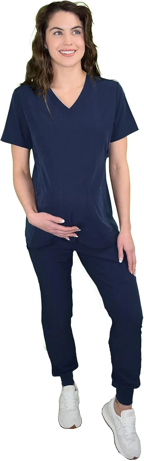 Green Town Scrubs for Women - Maternity V-Neck Scrub Top, 2 Pockets, Lightweight, Stretch Fabric, Easy Care