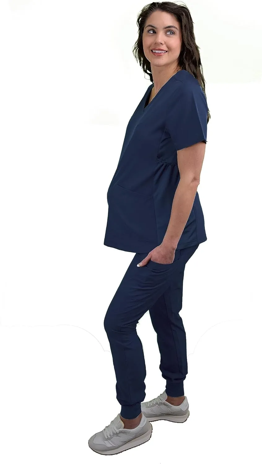 Green Town Scrubs for Women - Maternity V-Neck Scrub Top, 2 Pockets, Lightweight, Stretch Fabric, Easy Care