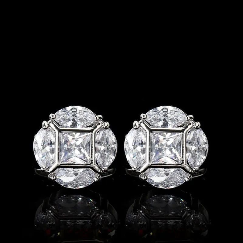 High Polish Metal & Rhinestoned Cufflinks - 6 Styles