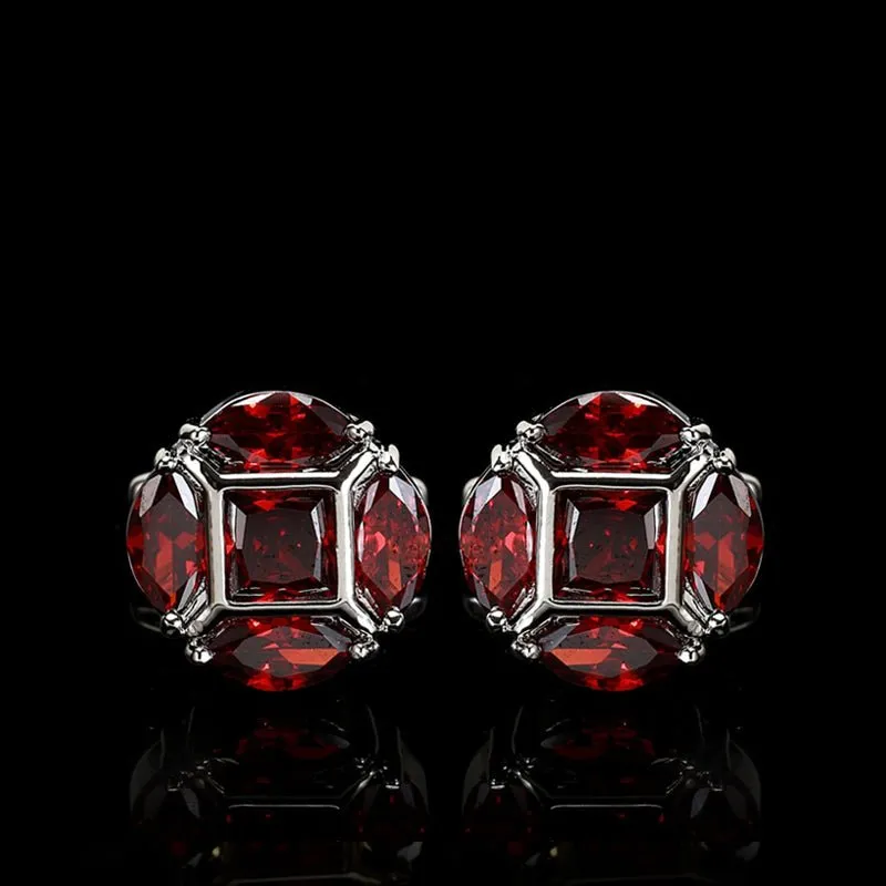 High Polish Metal & Rhinestoned Cufflinks - 6 Styles