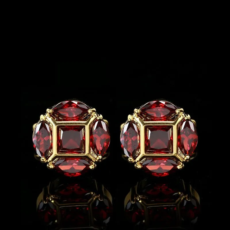 High Polish Metal & Rhinestoned Cufflinks - 6 Styles