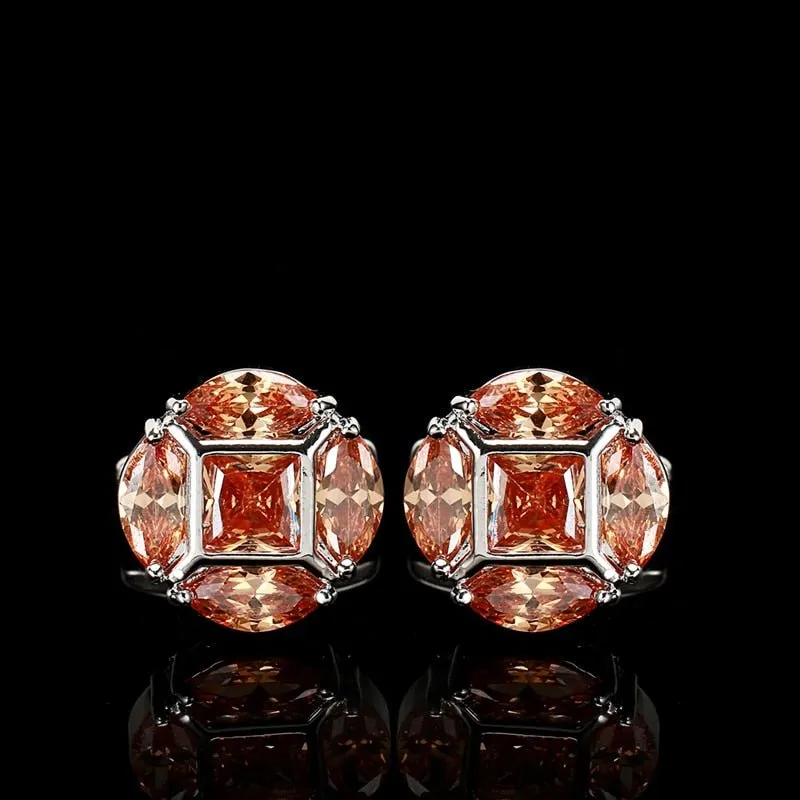 High Polish Metal & Rhinestoned Cufflinks - 6 Styles