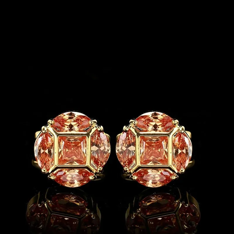 High Polish Metal & Rhinestoned Cufflinks - 6 Styles