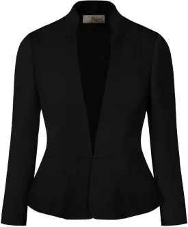 Hybrid & Company Women's Casual Work Office Elegant Open Front Premium Nylon Blazer Jacket