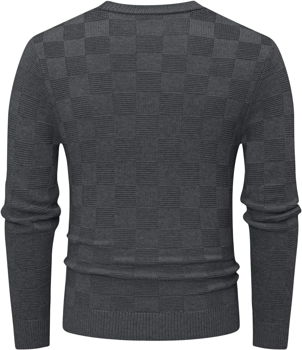 JMIERR Men's Crewneck Sweater Casual Fall Checkered Long Sleeve Knit Pullover Sweaters