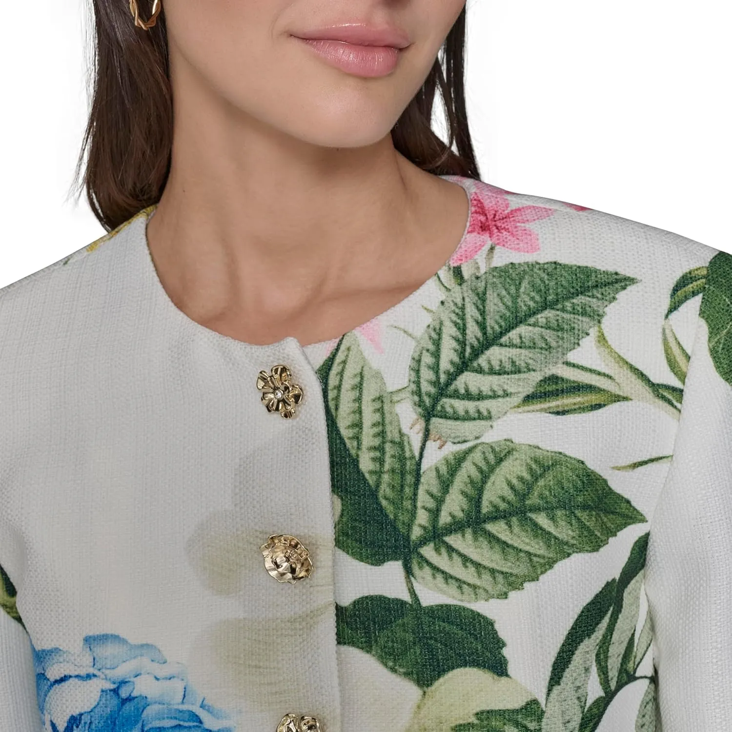 KARL LAGERFELD Women's Tailored Button Front Cropped Jacket