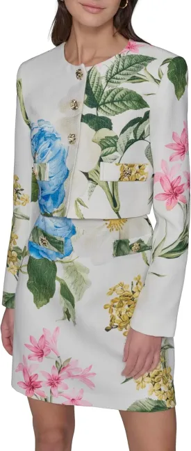 KARL LAGERFELD Women's Tailored Button Front Cropped Jacket
