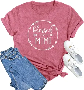MAIHUN Blessed Grandma Shirt for Women Grandmother Heart Graphic Tees Grandma Gift T-Shirt Tops Green