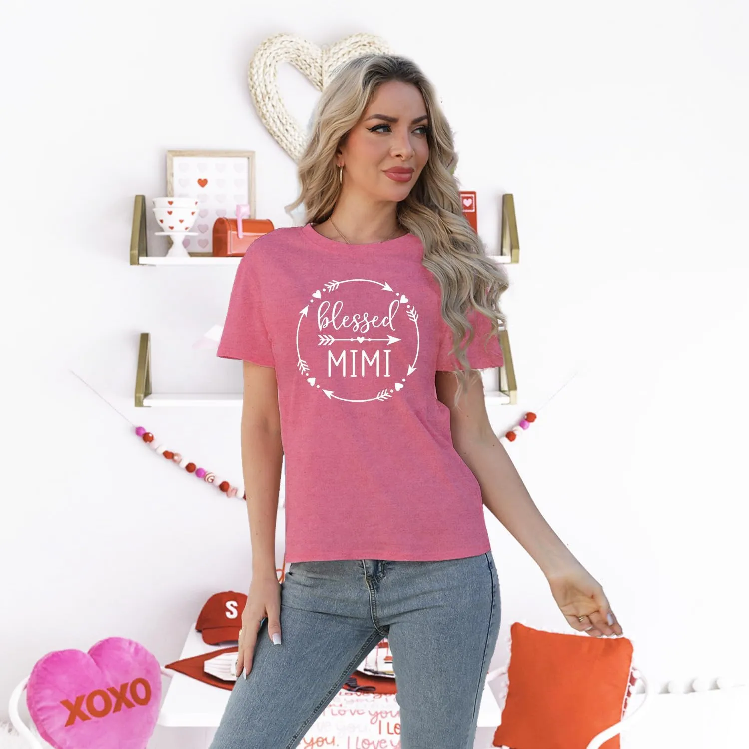MAIHUN Blessed Grandma Shirt for Women Grandmother Heart Graphic Tees Grandma Gift T-Shirt Tops Green