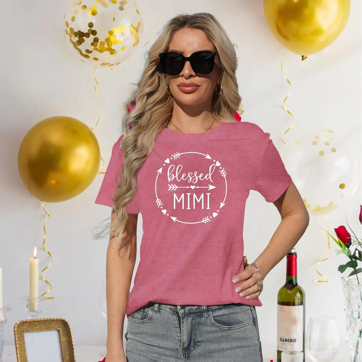 MAIHUN Blessed Grandma Shirt for Women Grandmother Heart Graphic Tees Grandma Gift T-Shirt Tops Green