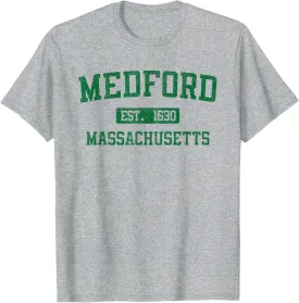 Medford Massachusetts Classic Varsity Style Block Letter T-Shirt