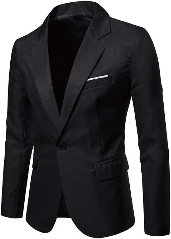 Men's Blazer Lightweight Casual Solid One Button Slim Fit Sport Coat