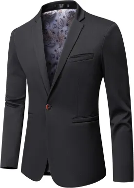 Men's Blazer Lightweight Casual Solid One Button Slim Fit Sport Coat