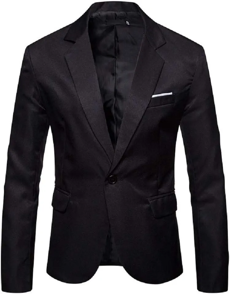 Men's Blazer Lightweight Casual Solid One Button Slim Fit Sport Coat
