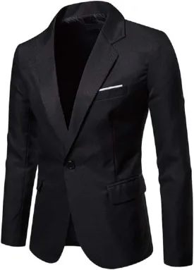 Men's Blazer Lightweight Casual Solid One Button Slim Fit Sport Coat
