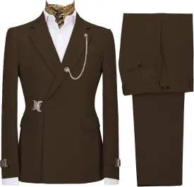Men's Business Leisure Fashion Slim Suit 2 Piece Double Breasted Prom Tuxedo Suits Party Wedding Solid Blazer Pants