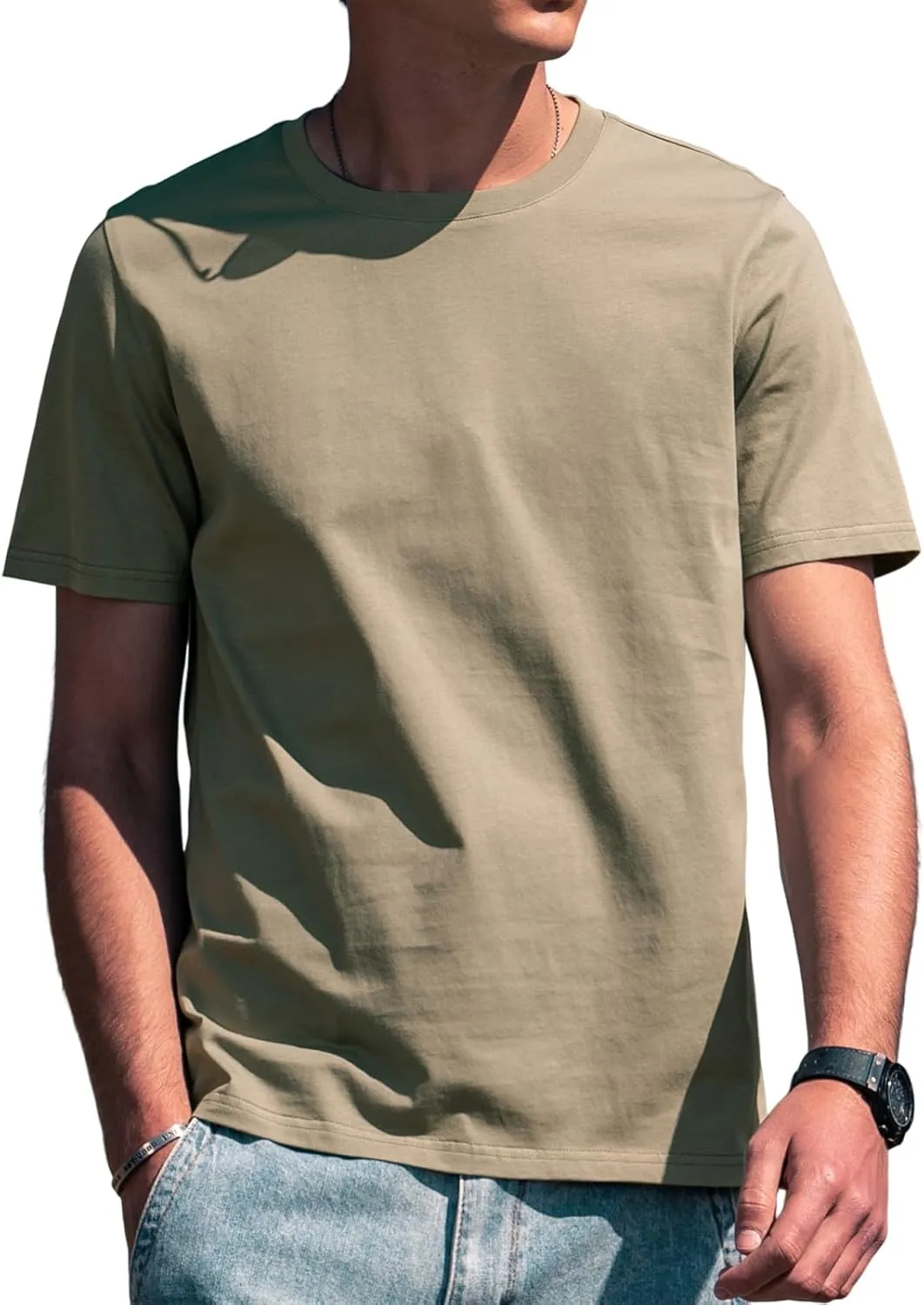 Men's Ice Silk T-Shirt, Quick Dry Casual Shirt, Classic Men's Solid Color T-Shirt