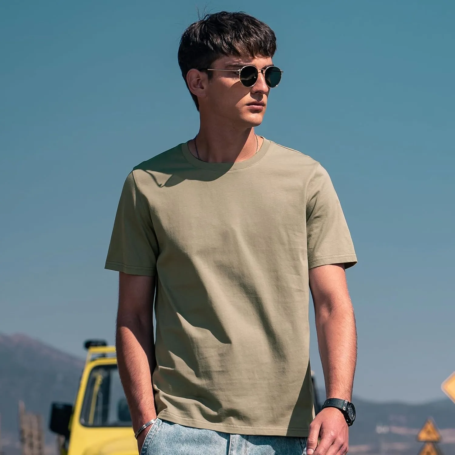 Men's Ice Silk T-Shirt, Quick Dry Casual Shirt, Classic Men's Solid Color T-Shirt