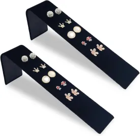 MOOCA 2 Pcs 5-Pair Metal Black Velvet Adjustable Earring Display Stand, Jewelry Stud Holder Earring Organizer for Vendor, Showcase, Black Color, 6 L x 1 ?W x 2H in