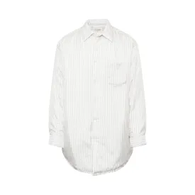 Oversized Striped Shirt Jacket in White