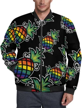 Rainbow Pineapple Men's Bomber Jacket Lightweight Windbreaker Fashion Spring Fall Coats Casual Jackets for Men