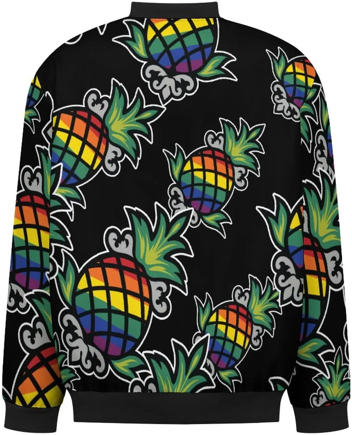 Rainbow Pineapple Men's Bomber Jacket Lightweight Windbreaker Fashion Spring Fall Coats Casual Jackets for Men