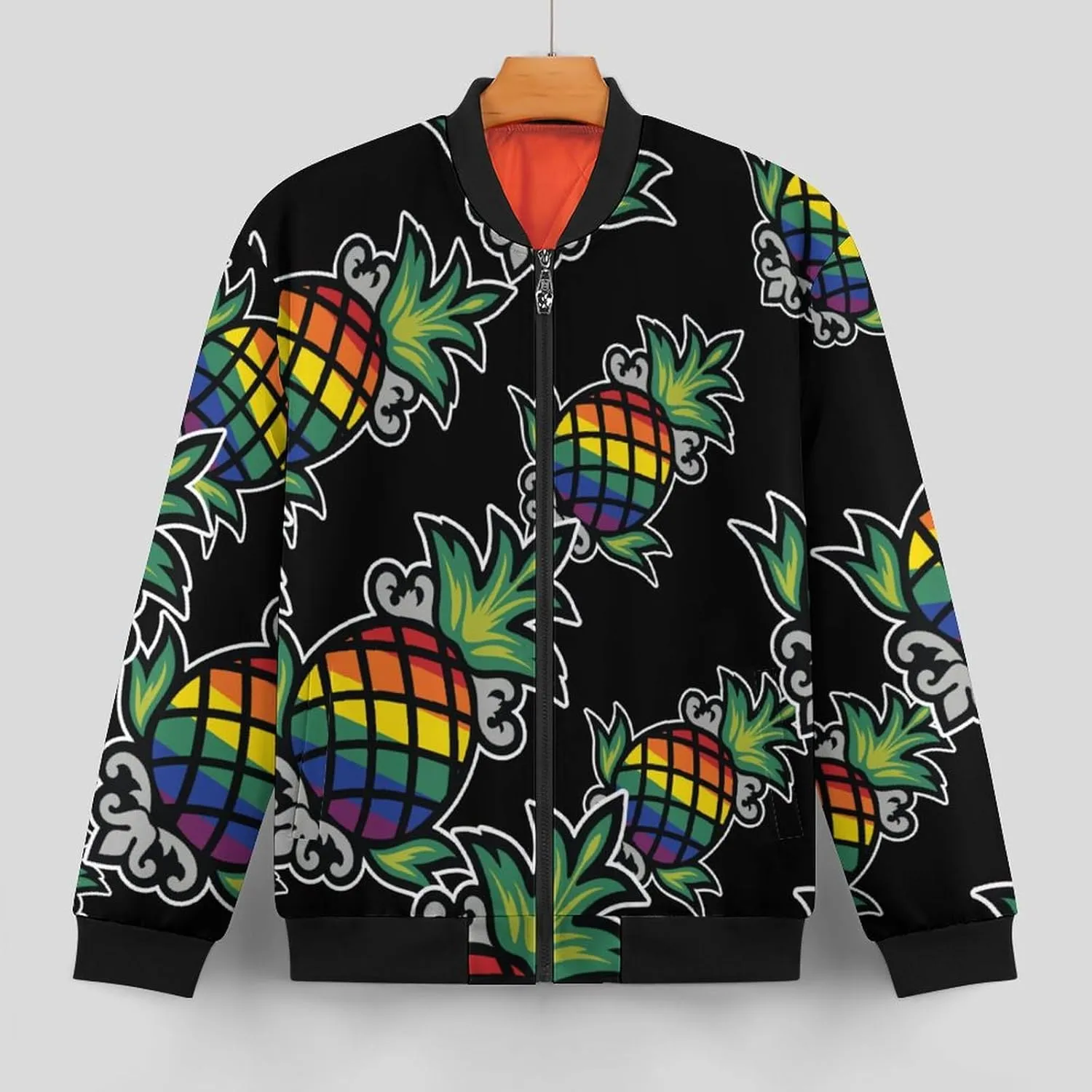 Rainbow Pineapple Men's Bomber Jacket Lightweight Windbreaker Fashion Spring Fall Coats Casual Jackets for Men