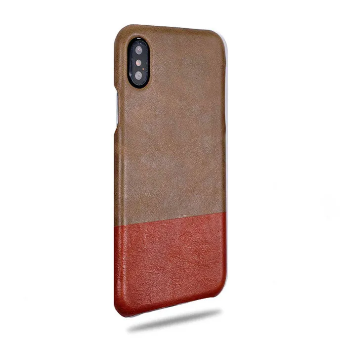 Sage Green & Walnut Brown iPhone Xs Max Leather Case